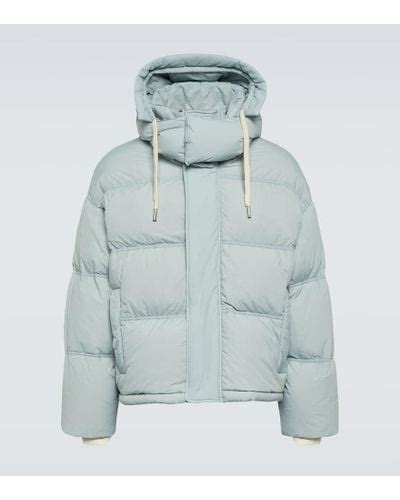 Down Jacket Blue Technical Canvas 